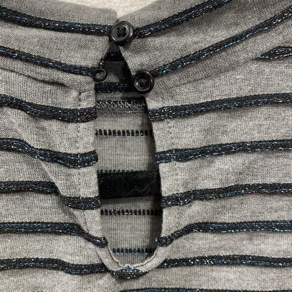 Wild Fable Women's Top Size Large Long Sleeve Gray & Blue Stripe Color Crew Neck - Picture 4 of 7